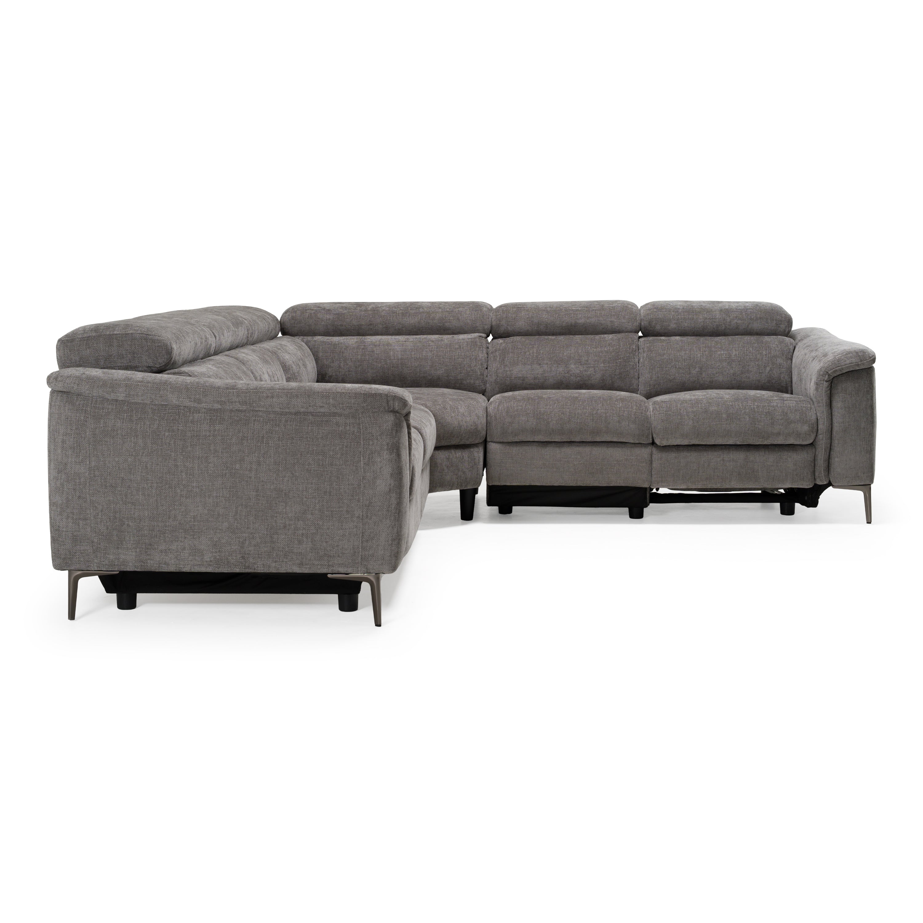 Coffman - Modern Grey Fabric Sectional Sofa w/ Sofa Bed + Recliner - image 4