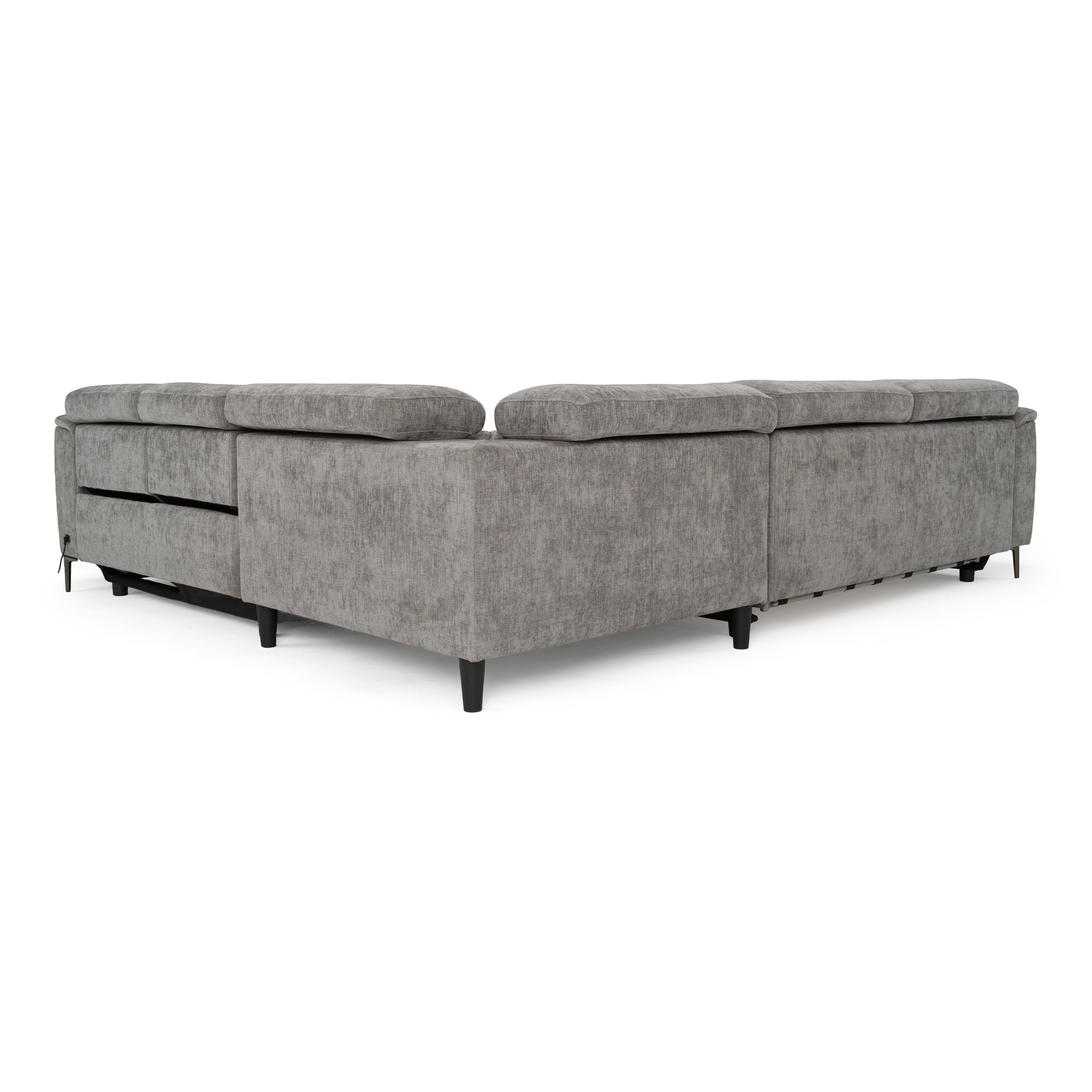 Coffman - Modern Grey Fabric Sectional Sofa w/ Sofa Bed + Recliner - image 5