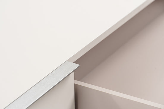 Colima - Modern Matte Beige + Walnut TV Stand - image 2