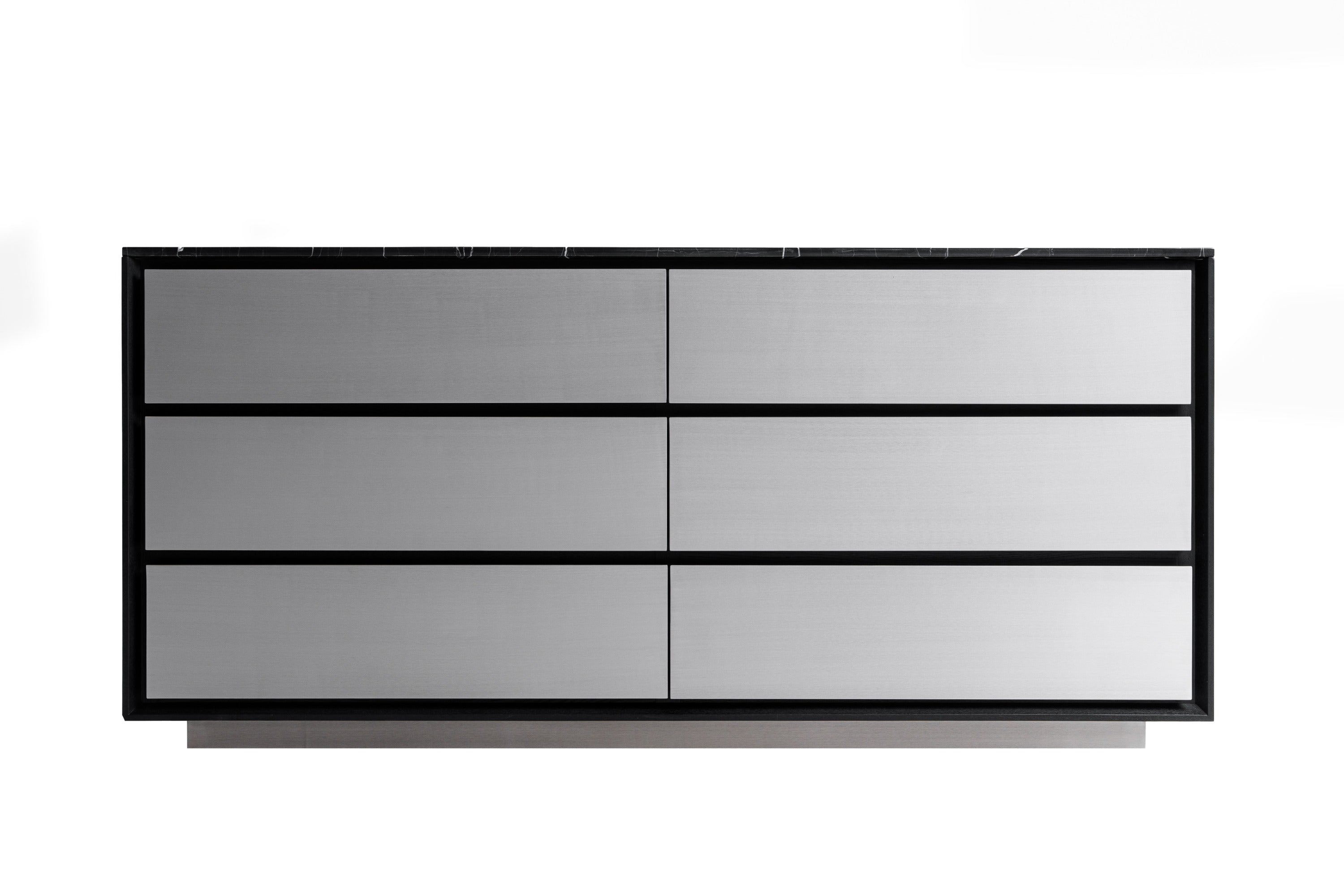 Concord - Modern Black Marble + Black Ash + Aluminum Dresser
