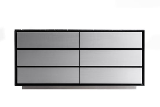 Concord - Modern Black Marble + Black Ash + Aluminum Dresser