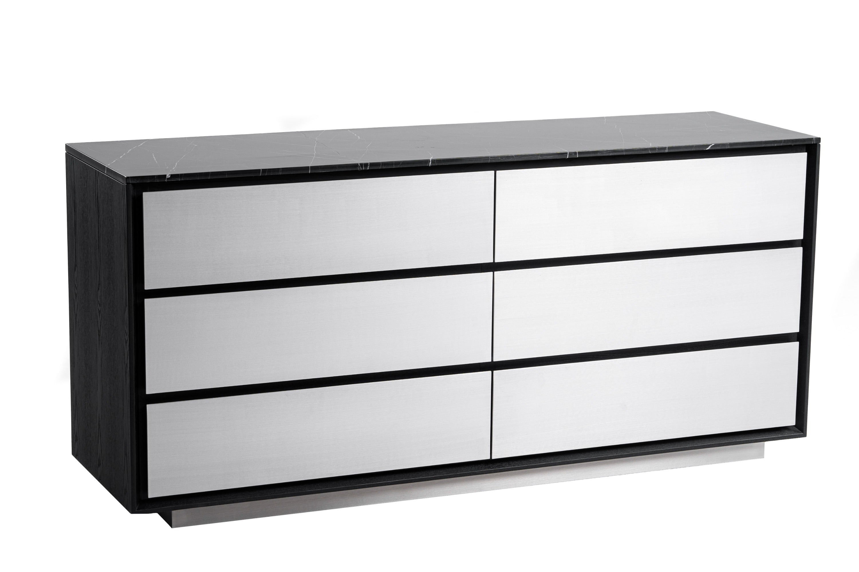 Concord - Modern Black Marble + Black Ash + Aluminum Dresser - image 2