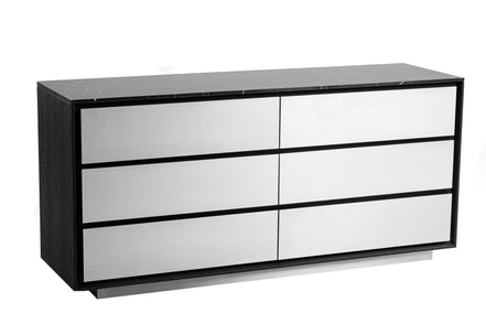 Concord - Modern Black Marble + Black Ash + Aluminum Dresser - image 2