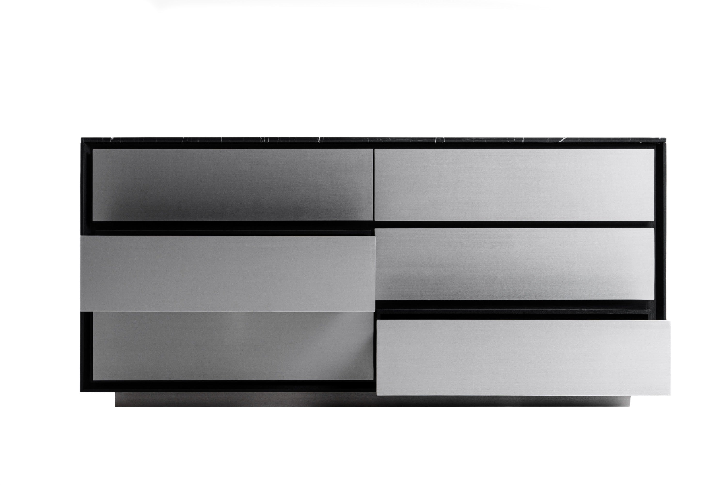 Concord - Modern Black Marble + Black Ash + Aluminum Dresser - image 5