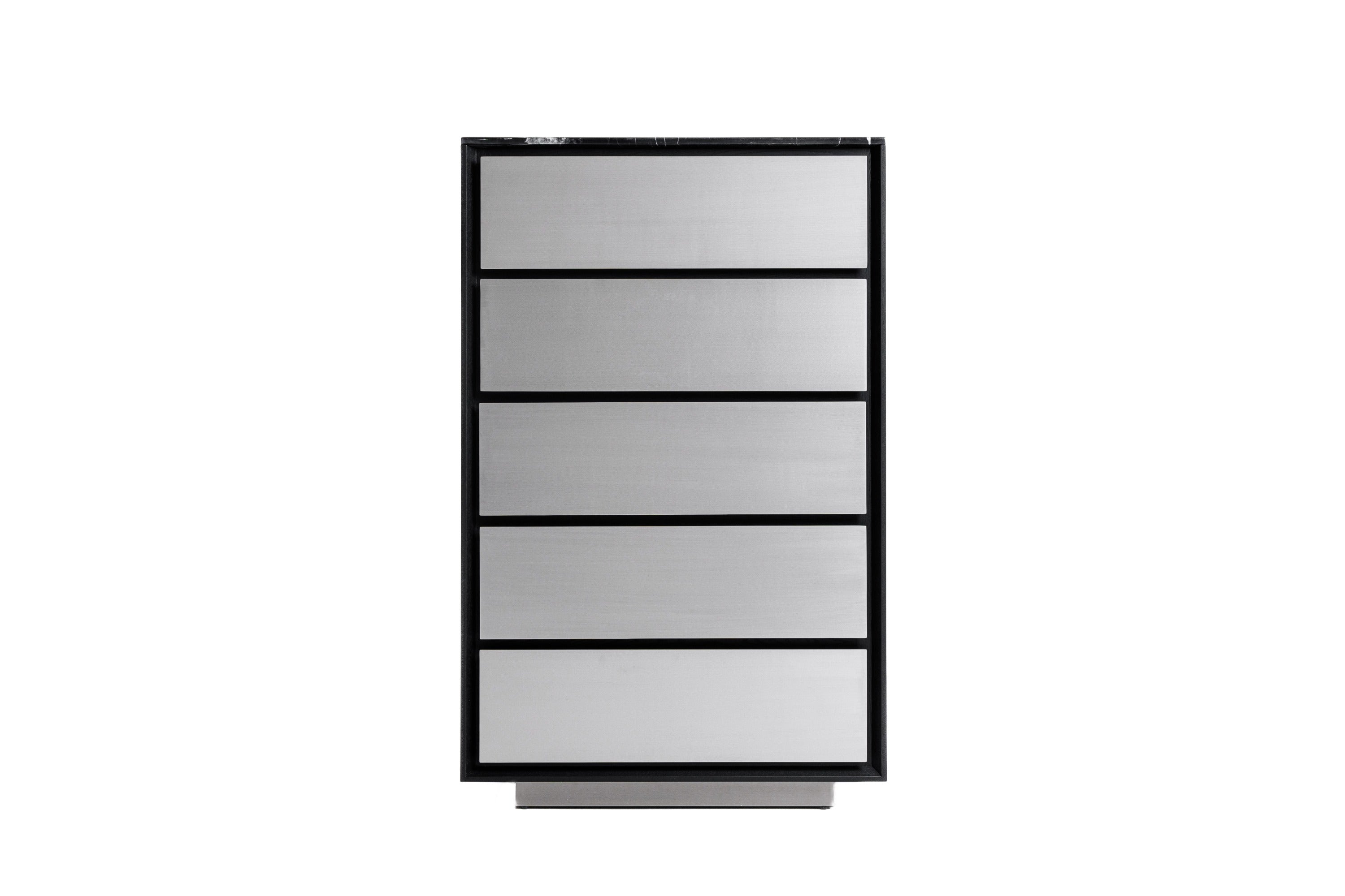 Concord - Modern Black Marble + Black Ash + Aluminum Chest