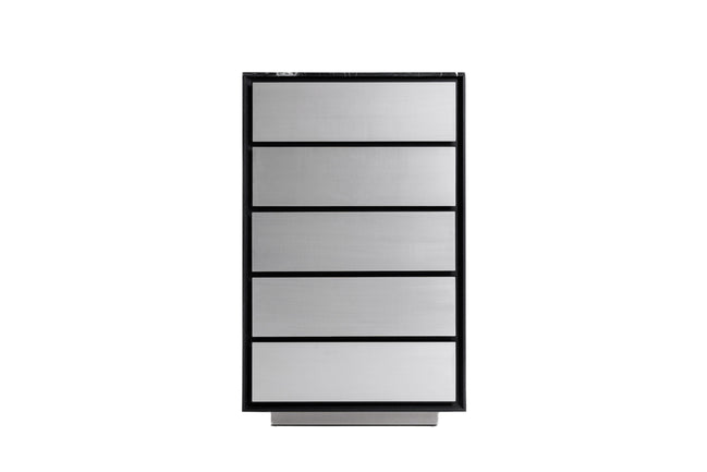 Concord - Modern Black Marble + Black Ash + Aluminum Chest