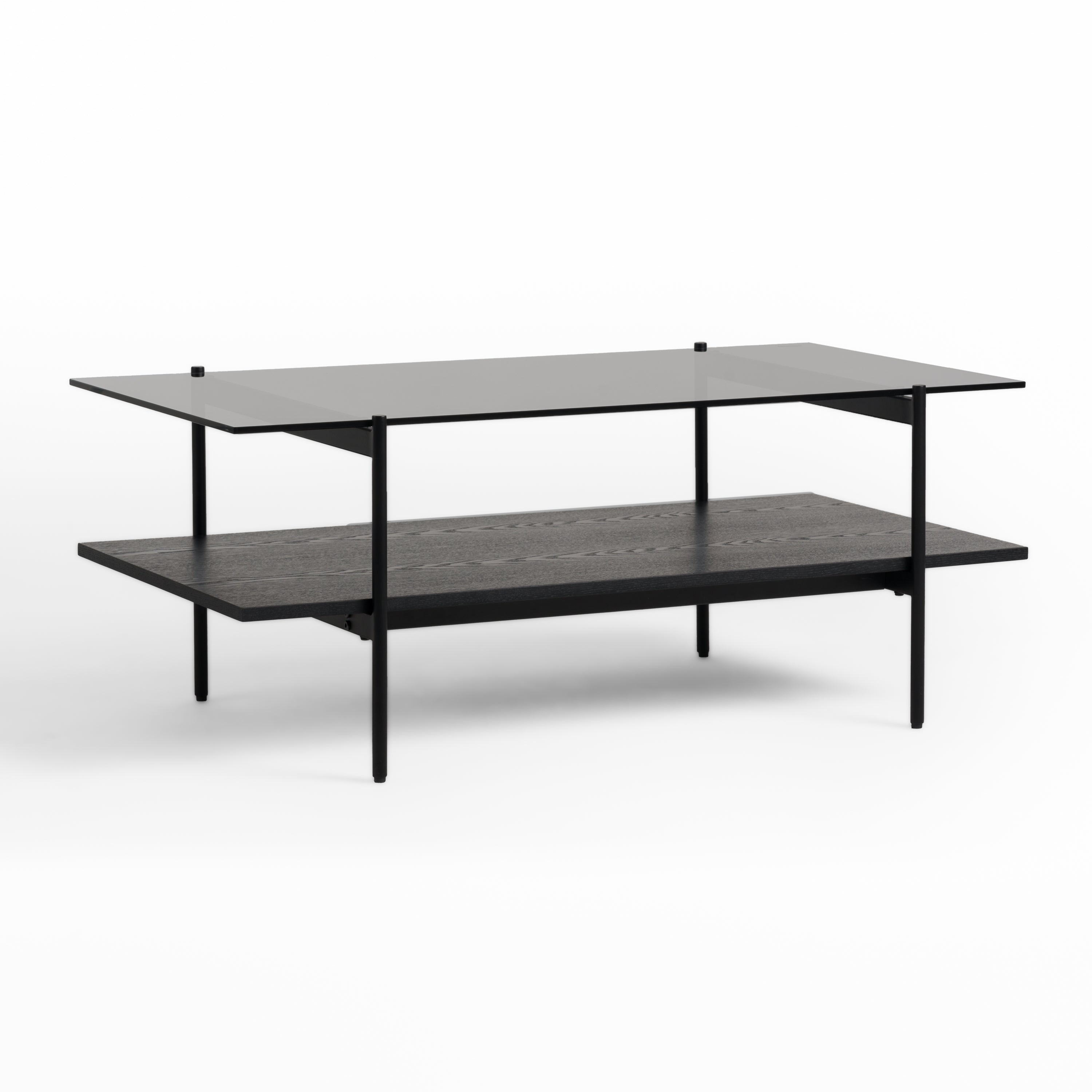 Conley - Mid-Century Modern Grey Glass + Black Ash Coffee Table - image 2