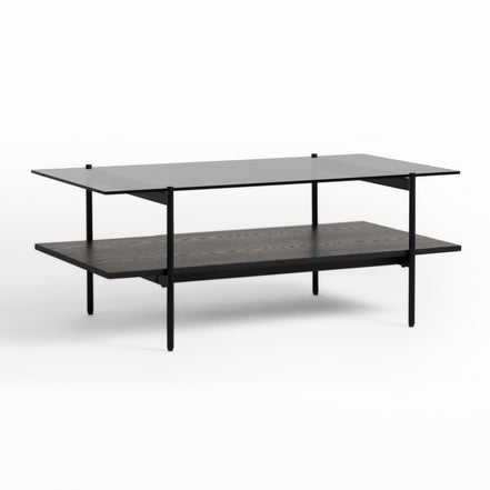 Conley - Mid-Century Modern Grey Glass + Black Ash Coffee Table - image 2
