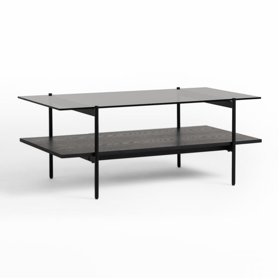 Conley - Mid-Century Modern Grey Glass + Black Ash Coffee Table - image 2
