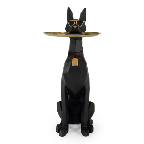 Cool Dog With Plate Modern Black + Gold Sculpture - image 2