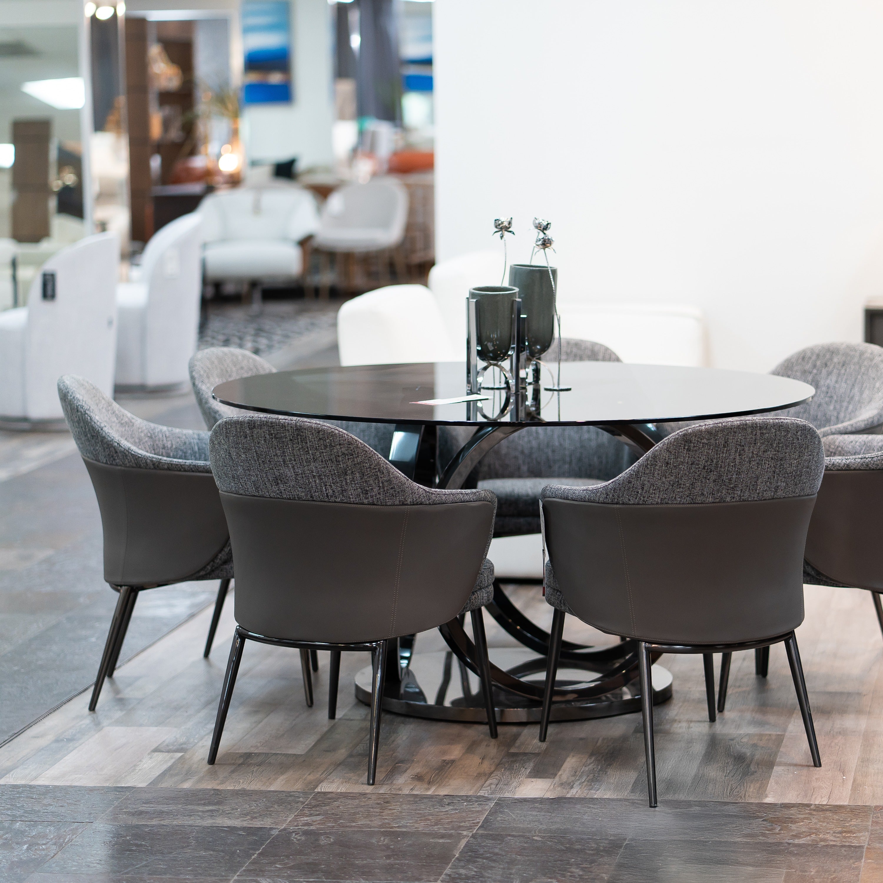 Cora - Modern Grey Fabric & Leatherette Dining Chair - image 2