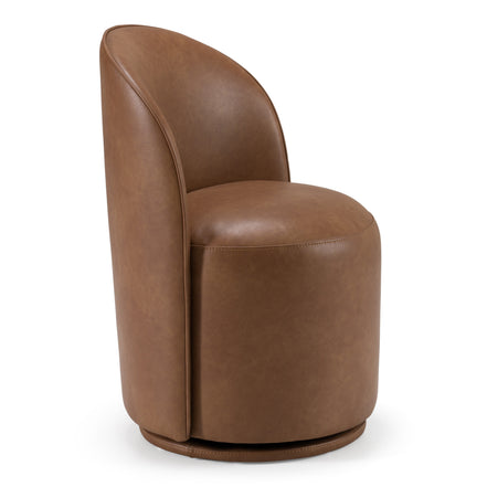 Correa - Modern Brown Vegan Leather Swivel Dining Chair - image 2