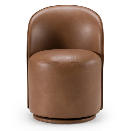 Correa - Modern Brown Vegan Leather Swivel Dining Chair - image 4