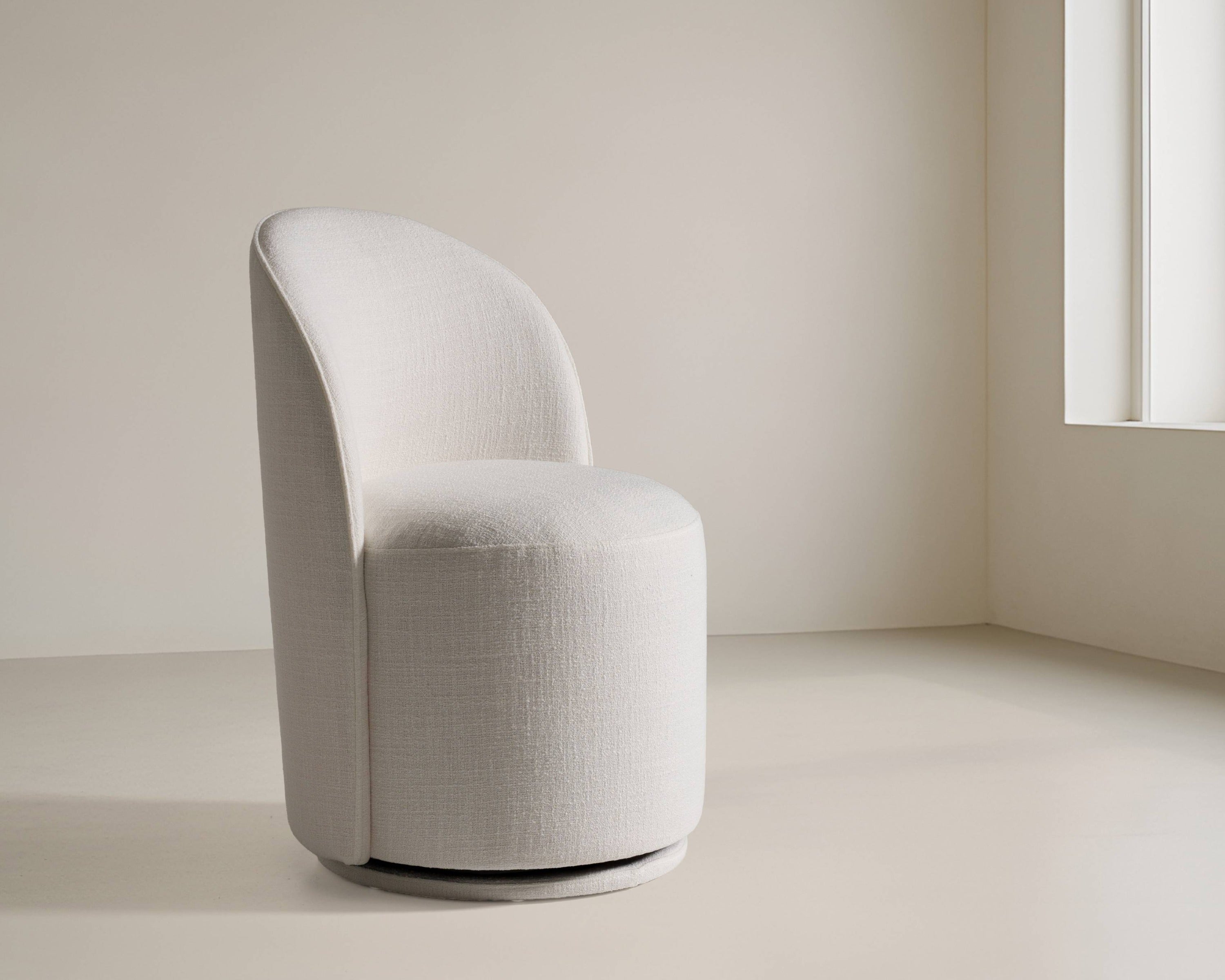 Correa - Modern White Fabric Swivel Dining Chair