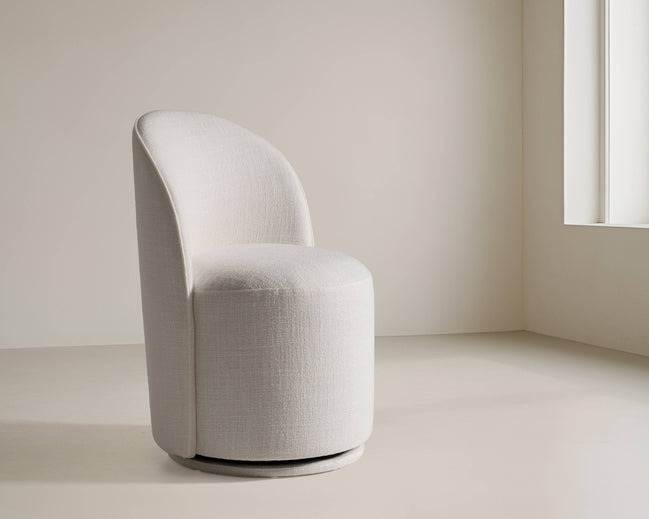 Correa - Modern White Fabric Swivel Dining Chair