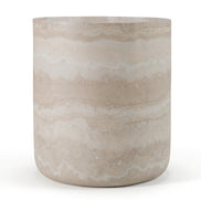Cozad - Modern Faux Travertine Round End Table