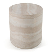 Cozad - Modern Faux Travertine Round End Table - image 2