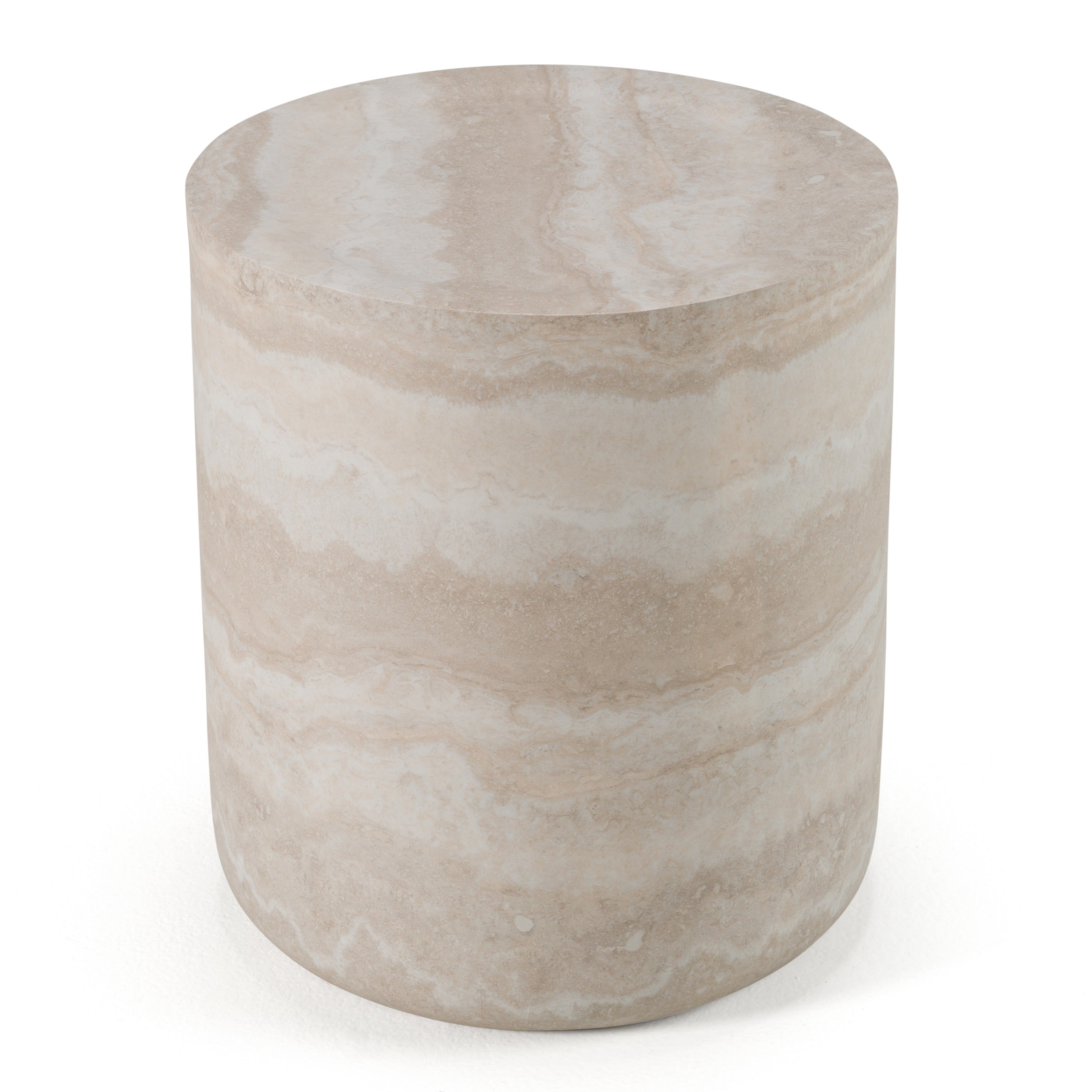 Cozad - Modern Faux Travertine Round End Table - image 2
