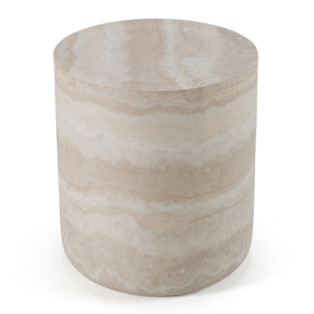 Cozad - Modern Faux Travertine Round End Table - image 2