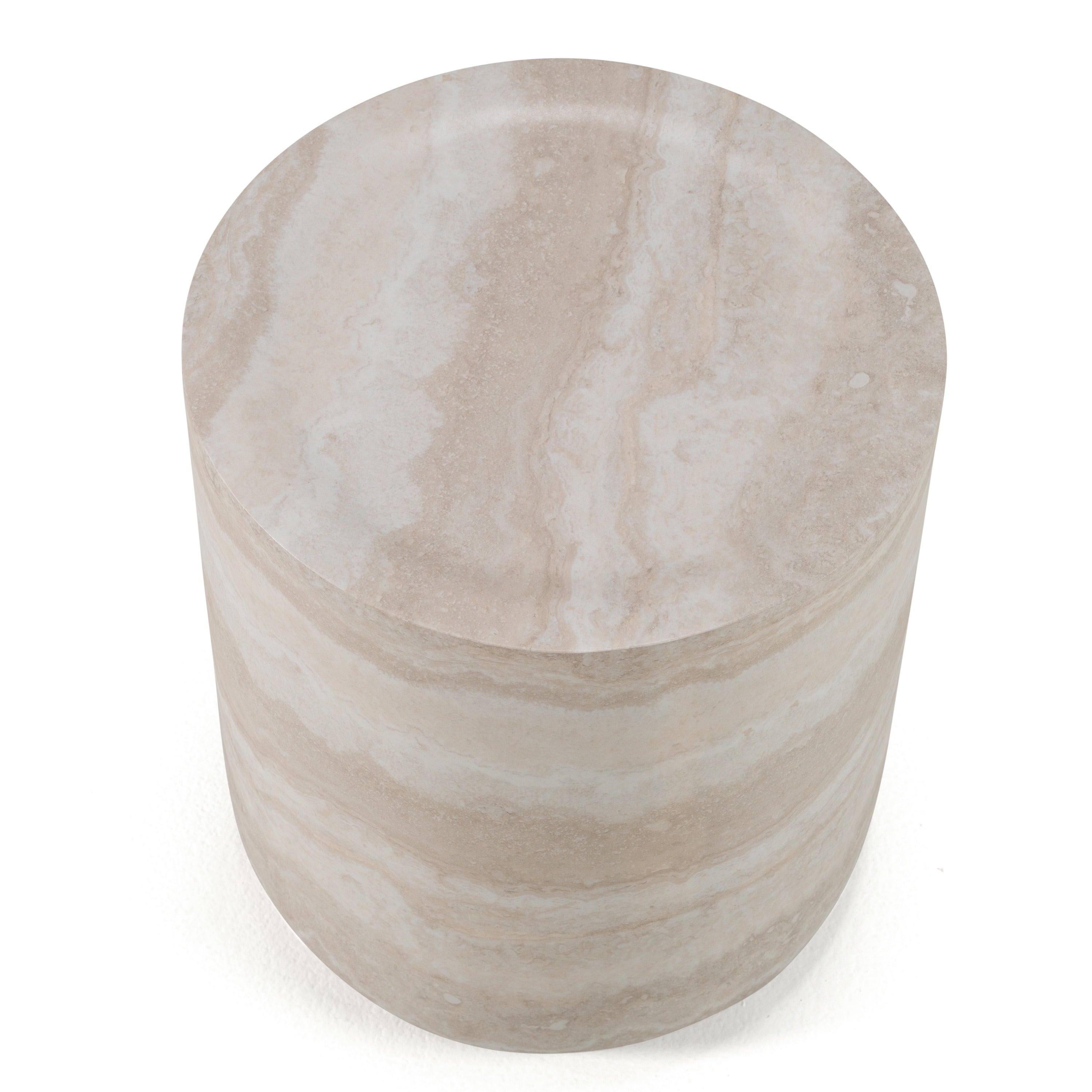 Cozad - Modern Faux Travertine Round End Table - image 3