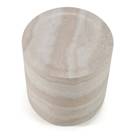 Cozad - Modern Faux Travertine Round End Table - image 3