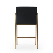 Custer - Modern Black Vegan Leather + Brass Counter Chair - image 4