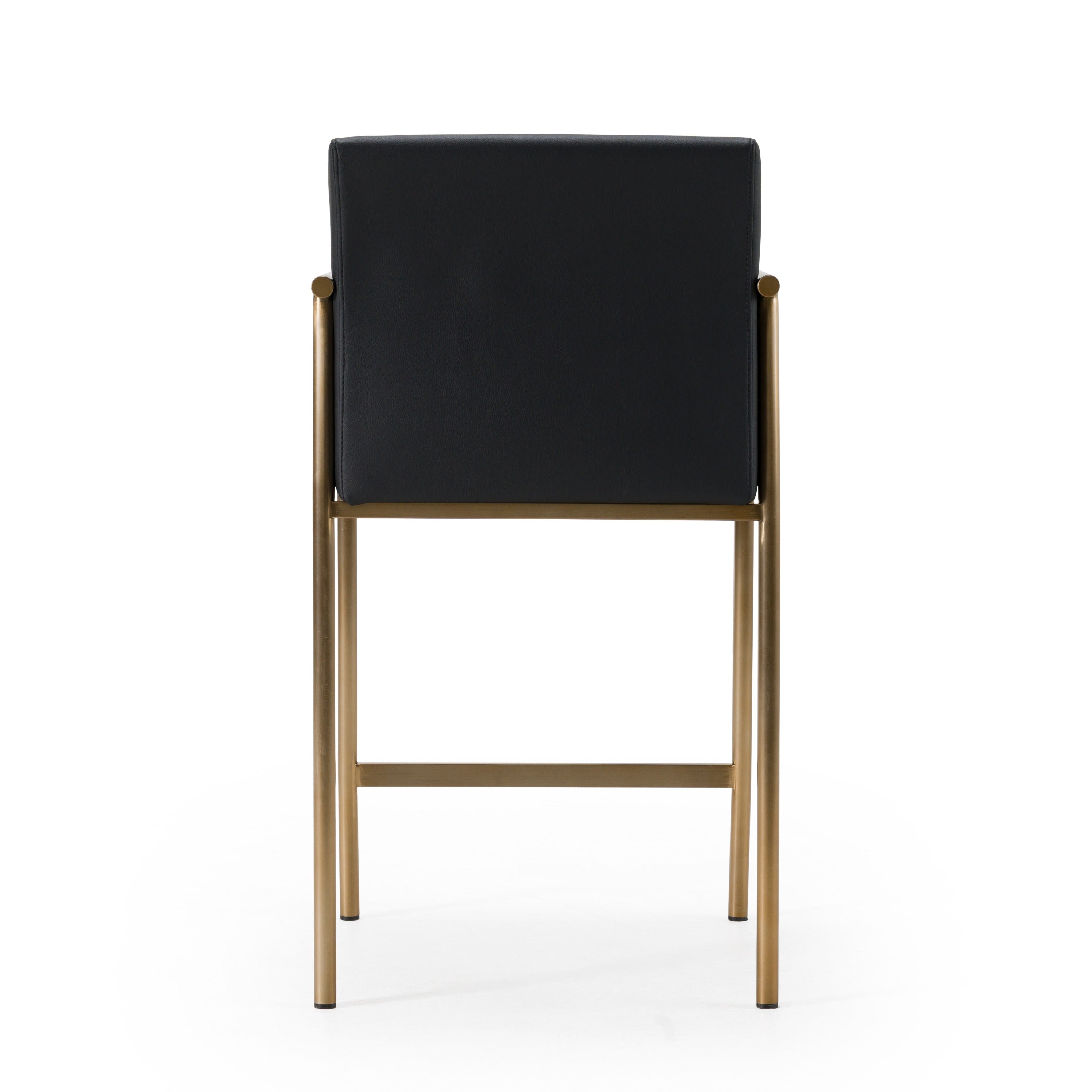 Custer - Modern Black Vegan Leather + Brass Counter Chair - image 4