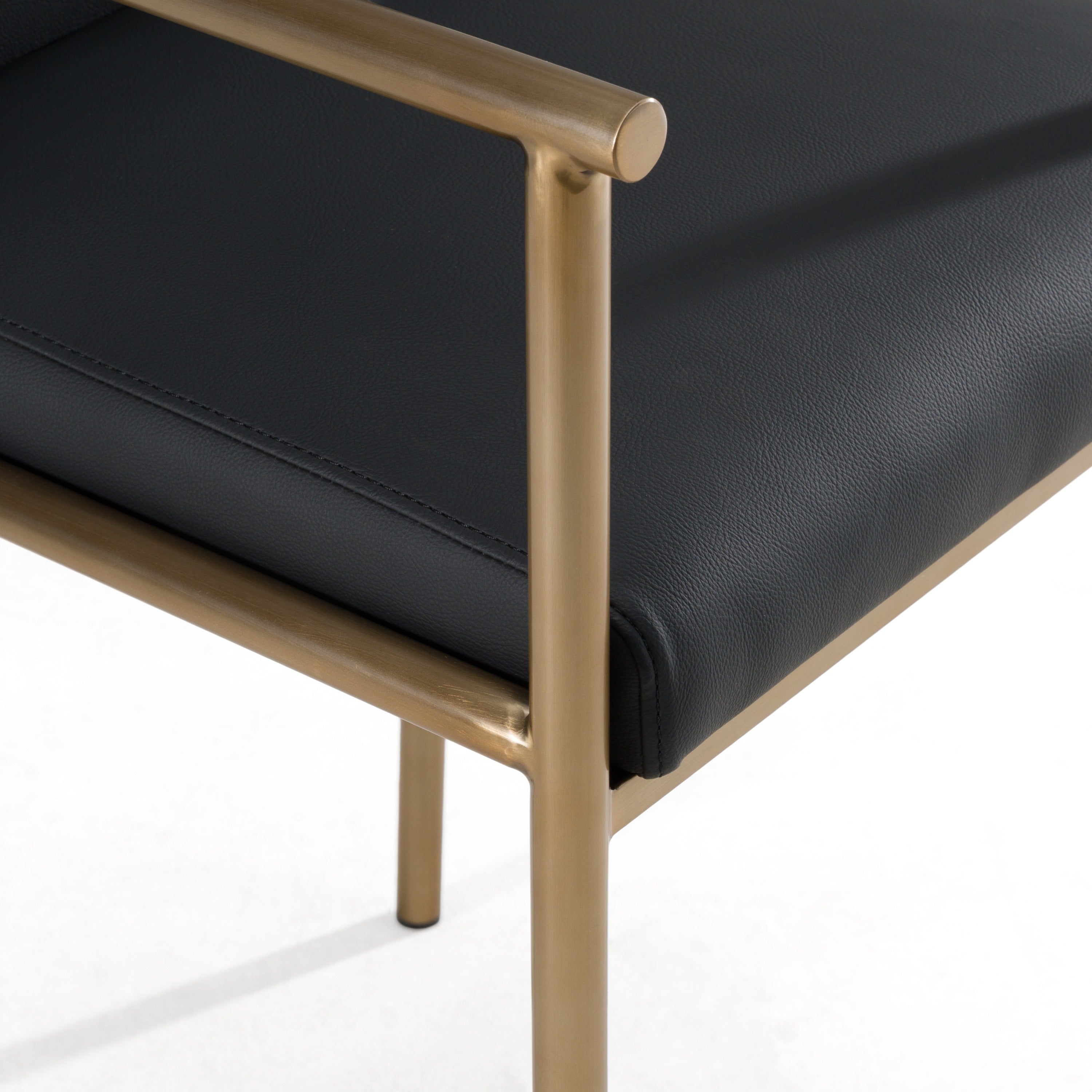 Custer - Modern Black Vegan Leather + Brass Counter Chair - image 5