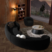 Kilmer Modern Black Curved Fabric Sectional Sofa