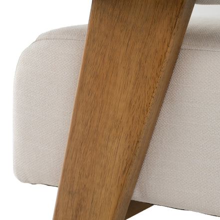 Cynthia - Modern White Fabric + Wood Loveseat - image 2