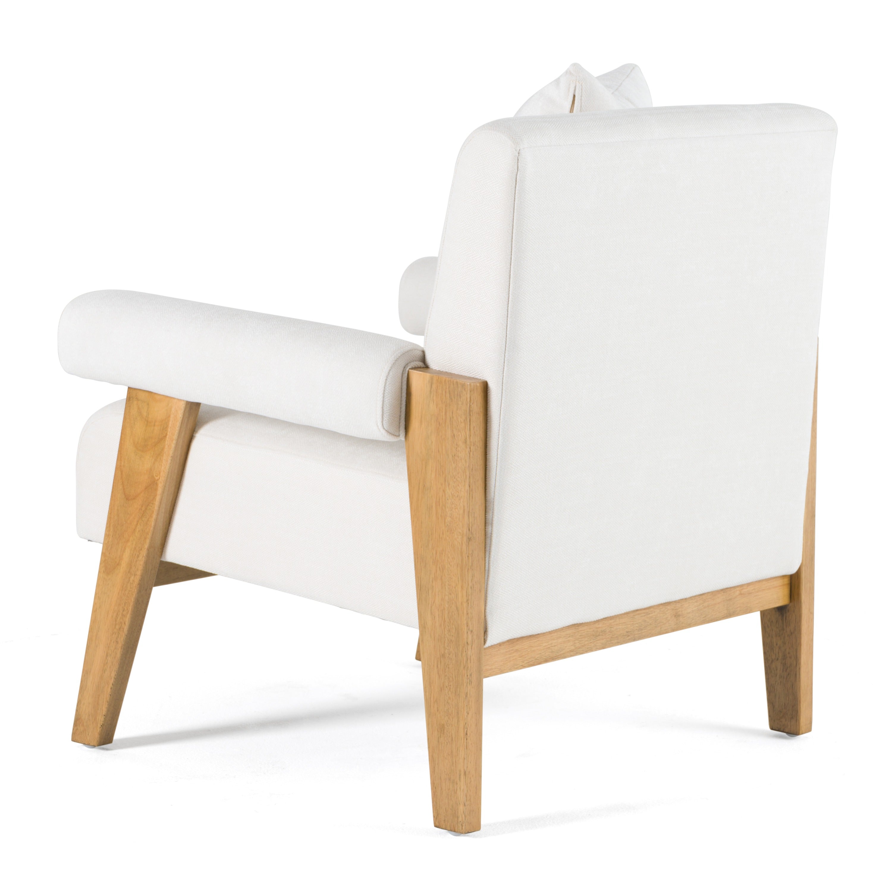 Cynthia - Modern White Fabric + Wood Accent Chair - image 4
