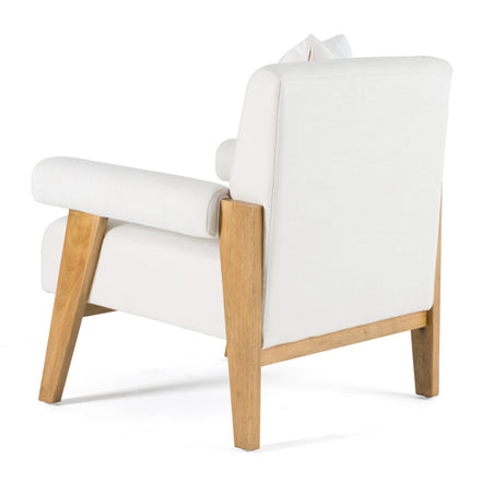 Cynthia - Modern White Fabric + Wood Accent Chair - image 4
