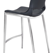 Ace Counter Stool (Set of 2) Black & Silver