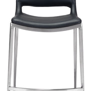 Ace Counter Stool (Set of 2) Black & Silver