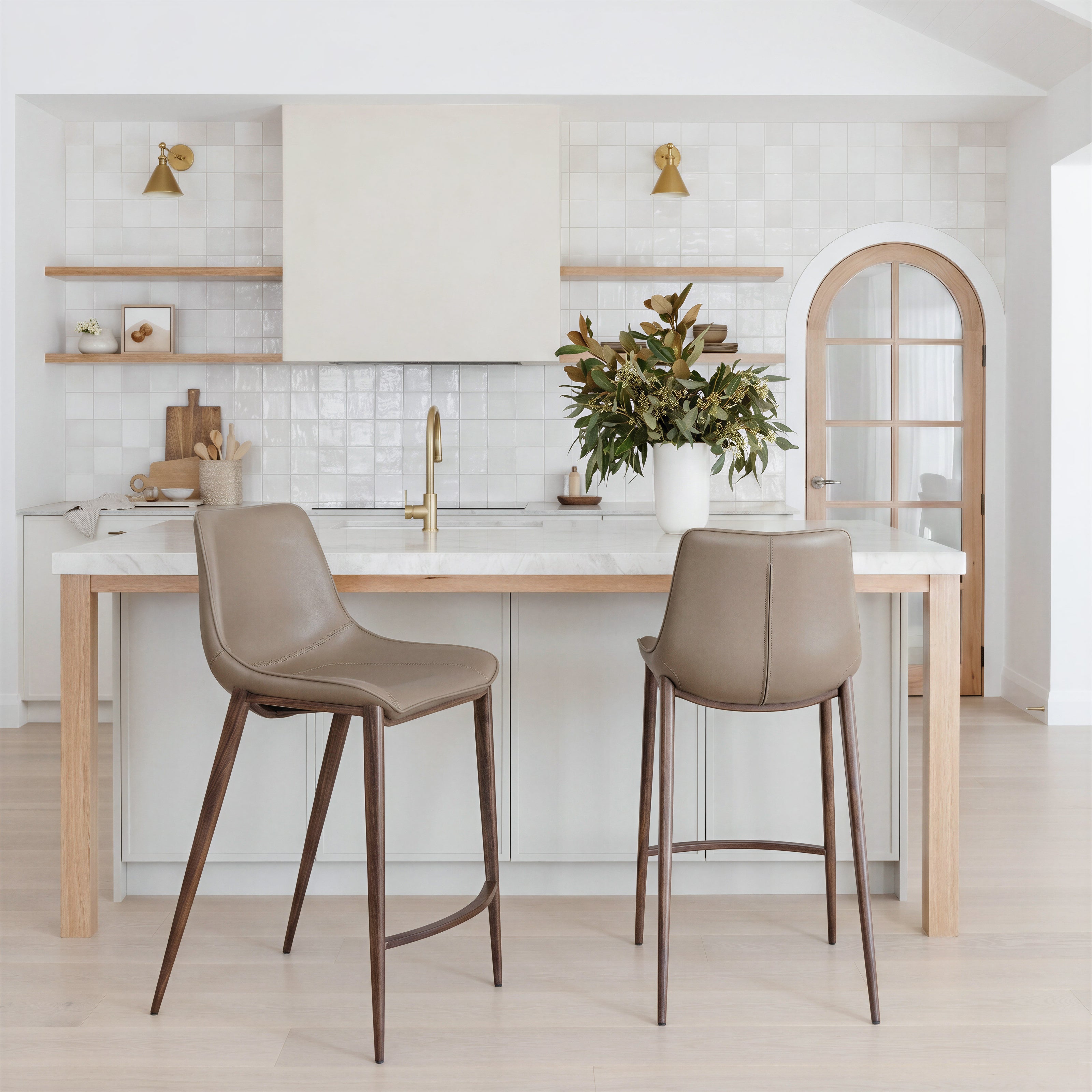 Magnus Counter Stool (Set of 2) Brown & Walnut