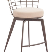 Saku Swivel Counter Stool Beige & Brown