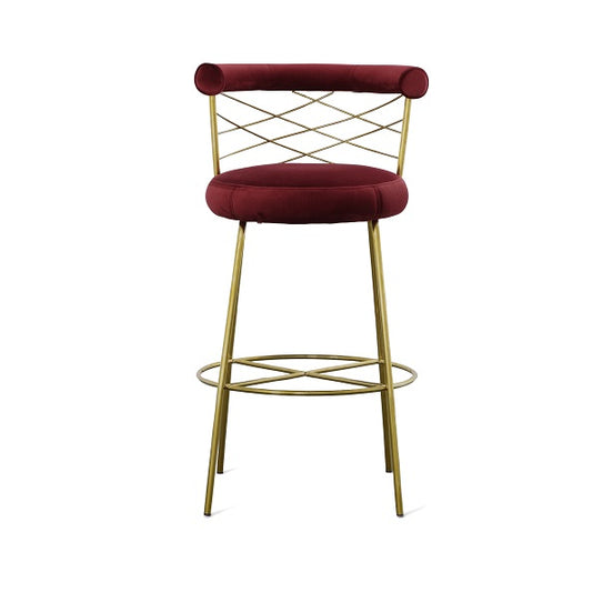 Dakin - Modern Glam Red & Gold Barstool - image 2
