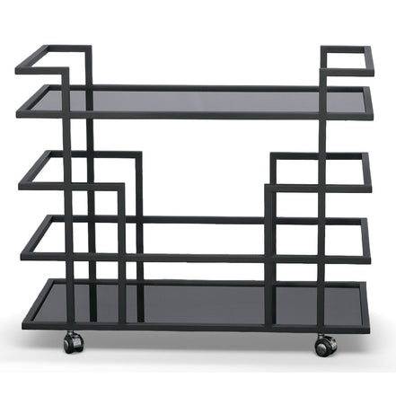 Deakin - Black Stainless Steel and Black Glass Wine Rack