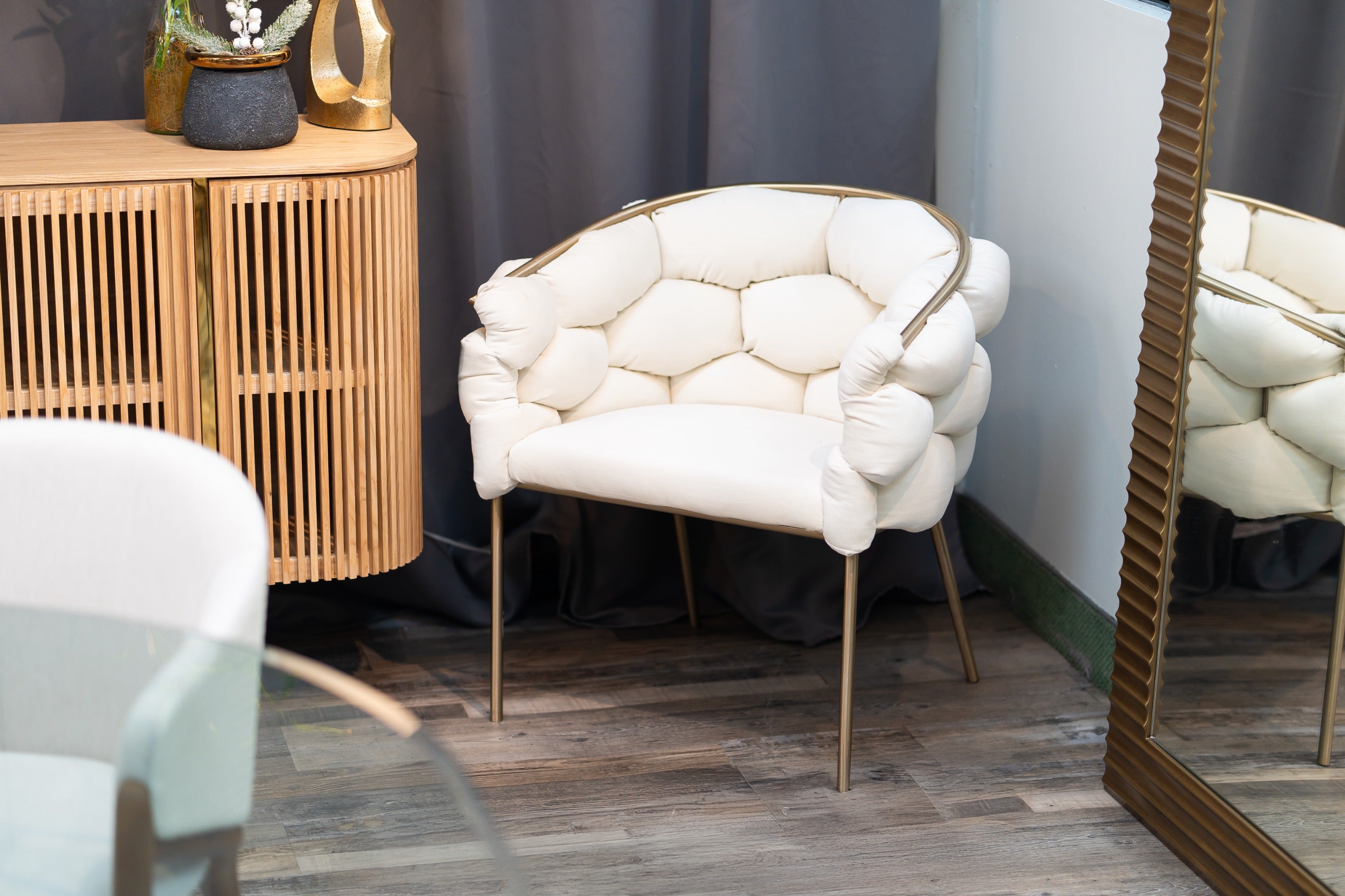 Debra Modern Off-White Fabric Dining Chair - image 4