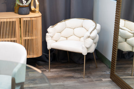 Debra Modern Off-White Fabric Dining Chair - image 4