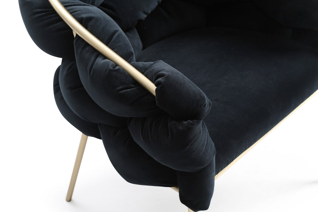 Debra - Modern Black Velvet + Brushed Brass Dining Chair