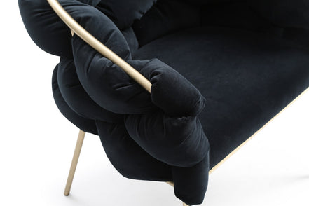 Debra - Modern Black Velvet + Brushed Brass Dining Chair