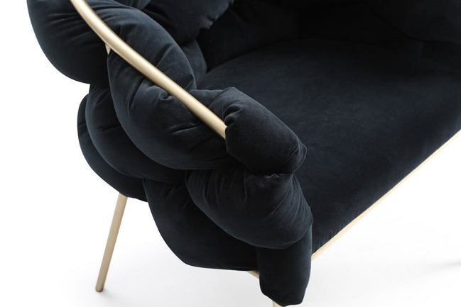 Debra - Modern Black Velvet + Brushed Brass Dining Chair