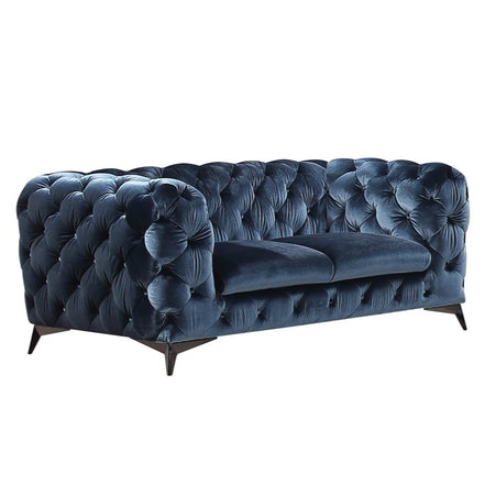 Delilah Modern Blue Fabric Loveseat - image 3