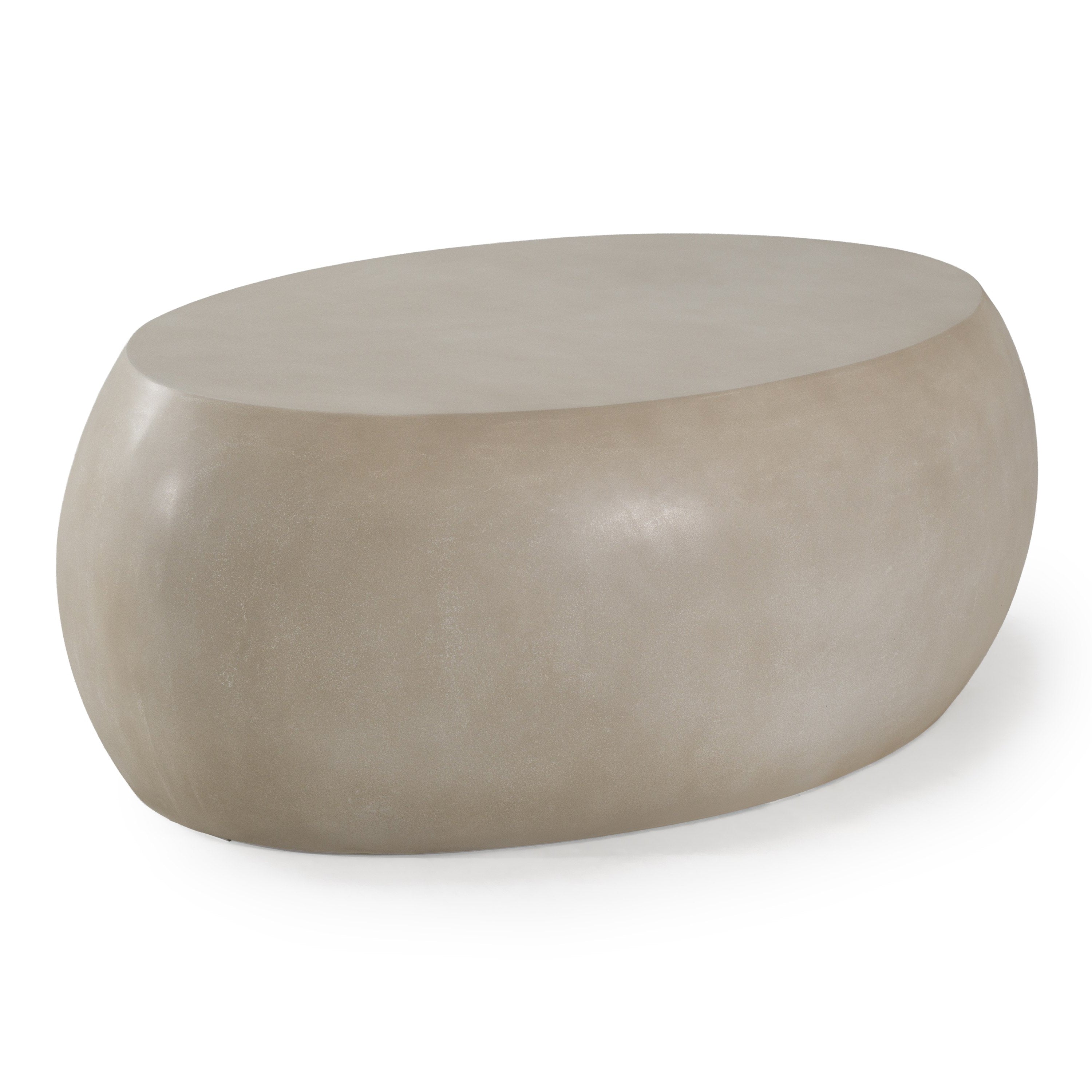 Denny - Modern Beige Concrete Oval Coffee Table - image 3