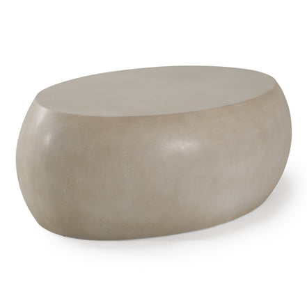 Denny - Modern Beige Concrete Oval Coffee Table - image 3