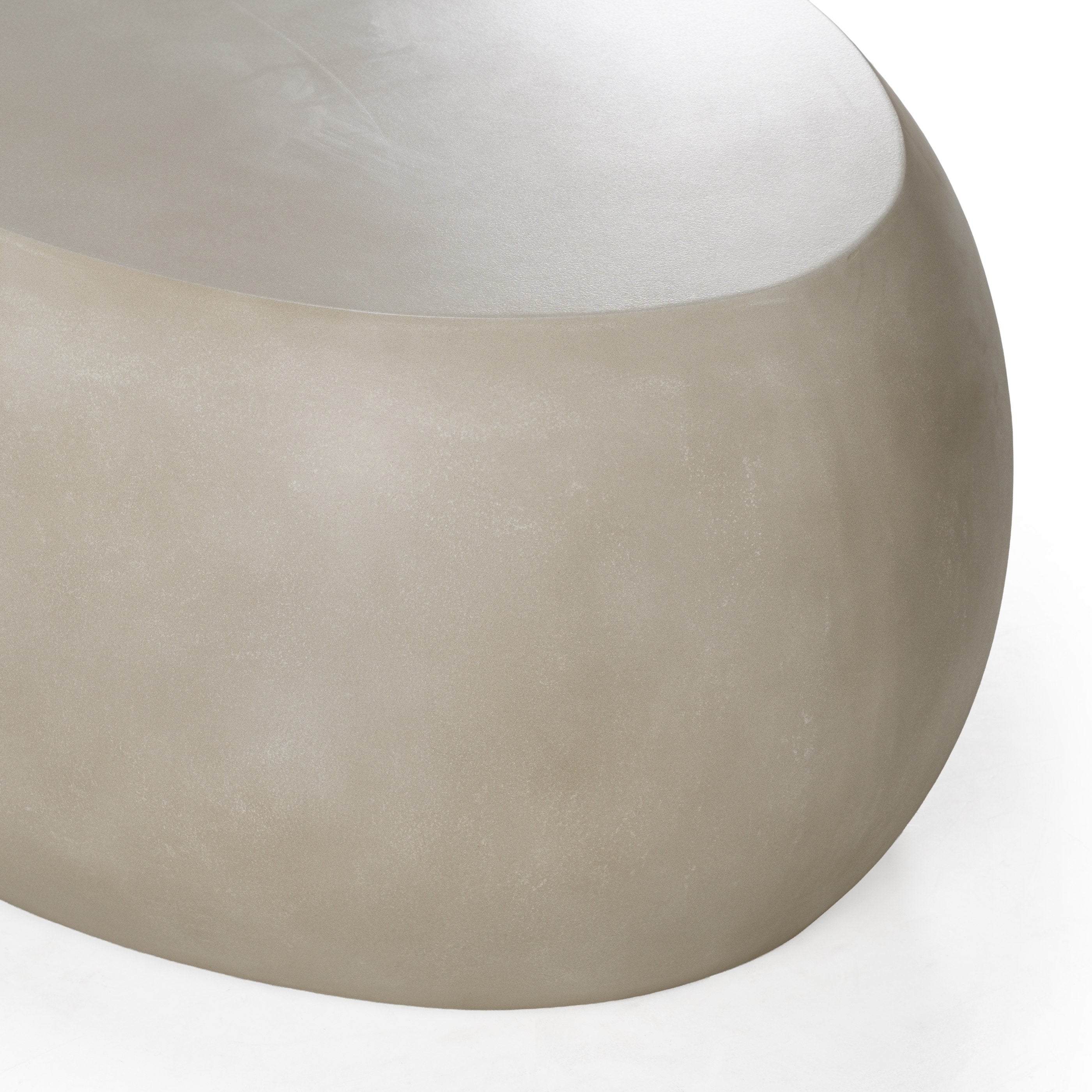 Denny - Modern Beige Concrete Oval Coffee Table - image 2
