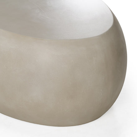 Denny - Modern Beige Concrete Oval Coffee Table - image 2