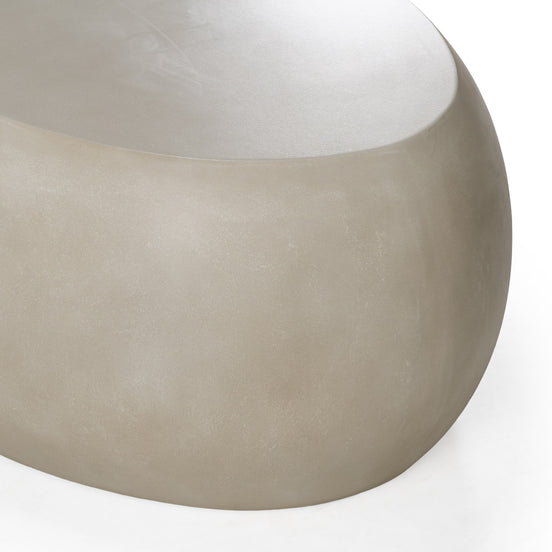 Denny - Modern Beige Concrete Oval Coffee Table - image 2