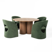 Depew - Mid-Century Modern Walnut Round Dining Table